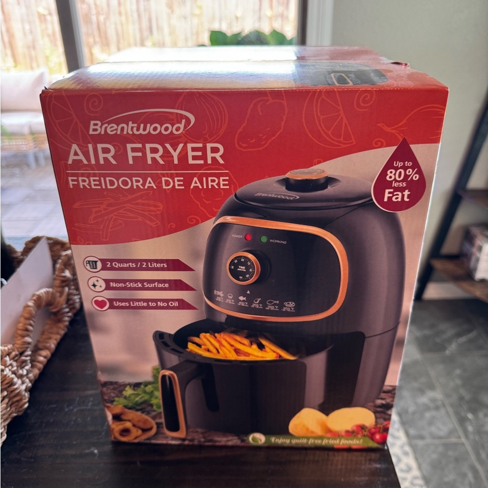 Black Air Fryer with Gold Accents